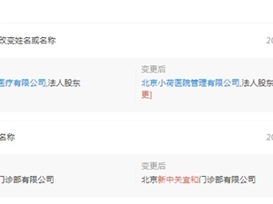 抖音旗下北京小荷门诊部更名为北京新中关宜和门诊部