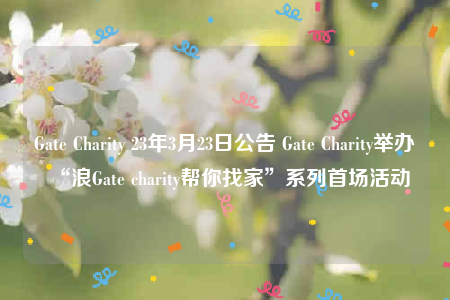 Gate Charity 23年3月23日公告 Gate Charity举办“浪Gate charity帮你找家”系列首场活动-第1张图片-欧意下载