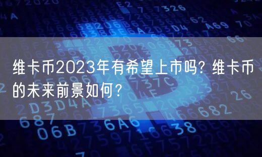 维卡币2023年有希望上市吗? 维卡币的未来前景如何？-第1张图片-欧意下载