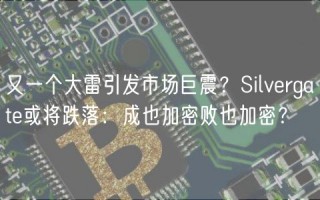 又一个大雷引发市场巨震？Silvergate或将跌落：成也加密败也加密？